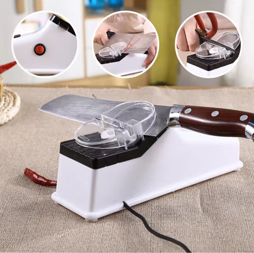 Afilador Eléctrico Multifuncional de Cuchillos y Tijeras Blanco USB
