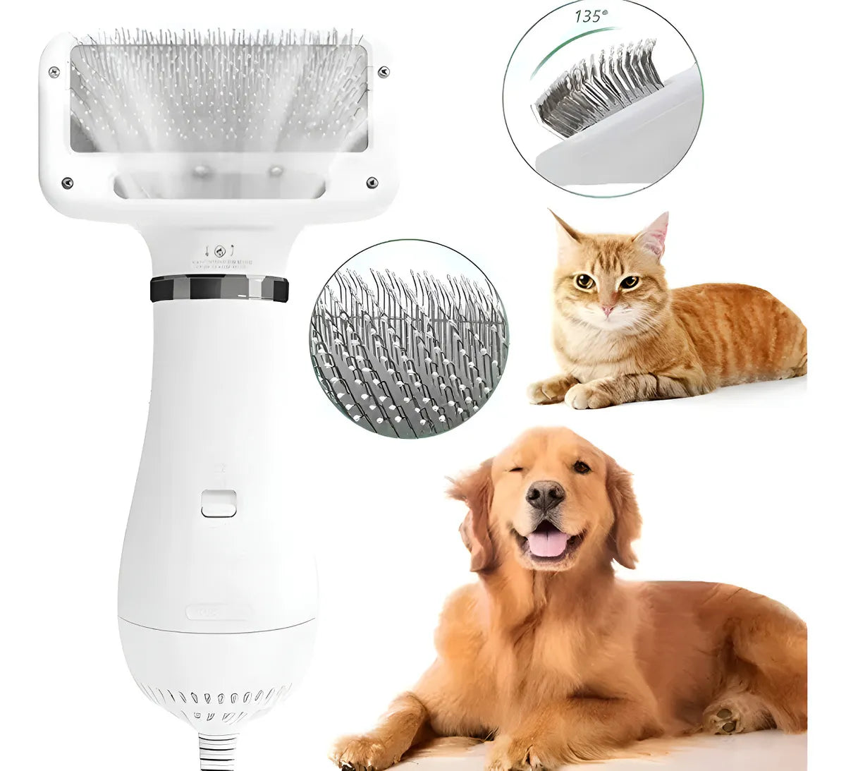 Cepillo Secador Eléctrico UYU 2 en 1 Perro Gato Quitapelos