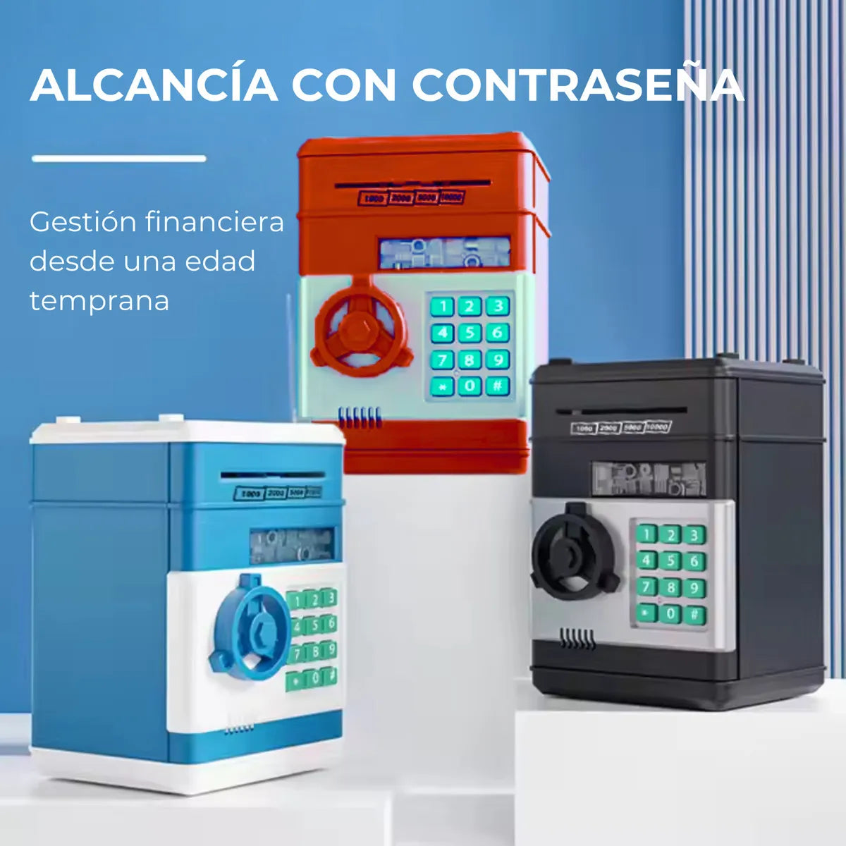Alcancía Para Niños Electronica Con Contraseña Digital Color Number Bank Negro