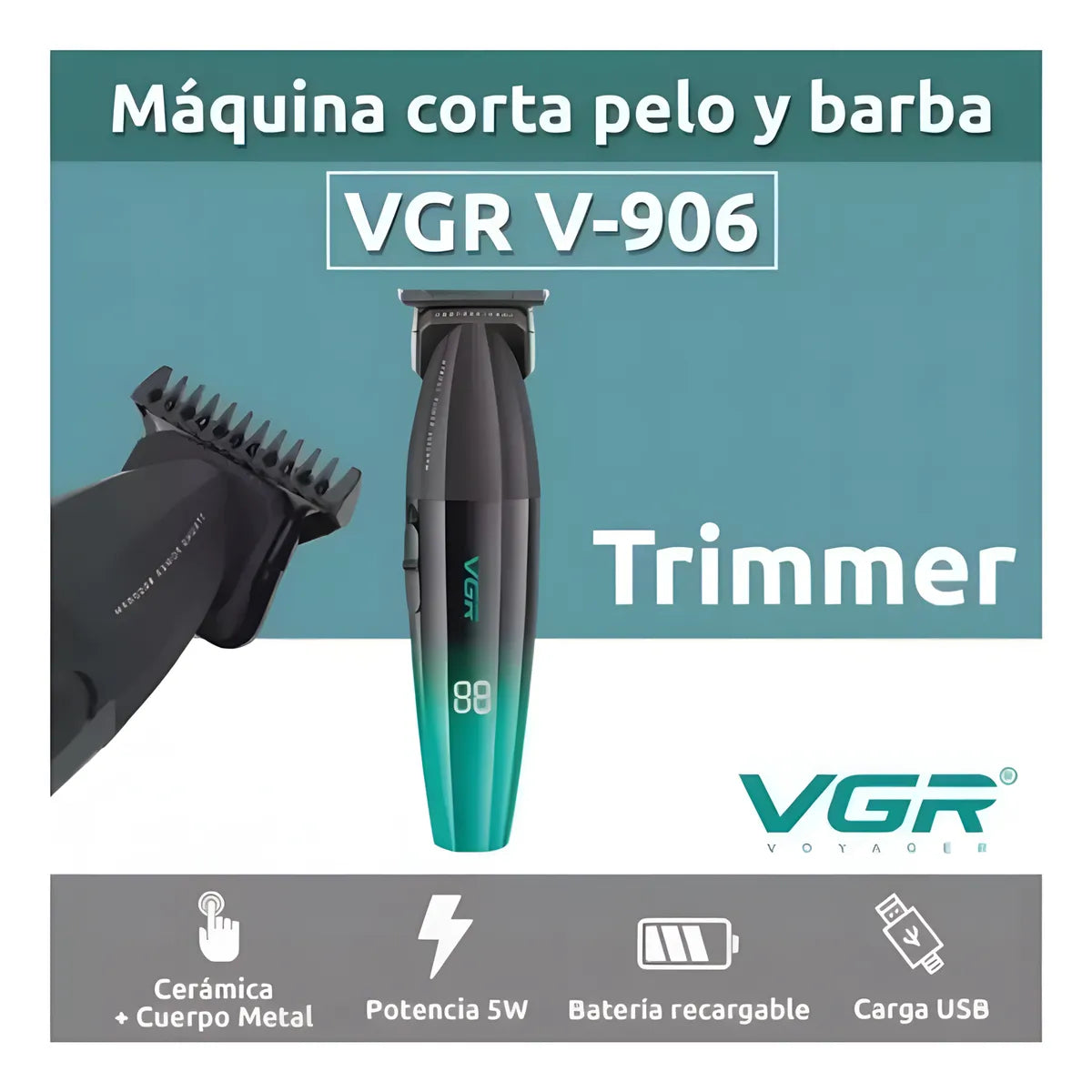 Máquina Patillera Vgr V-906 Profesional 9000 Rpm Celeste 110/220v