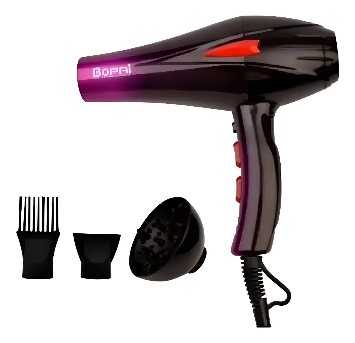 Secador De Pelo Bopai 4000w Bp5500 Más Difusores Color Negro Negro 110v