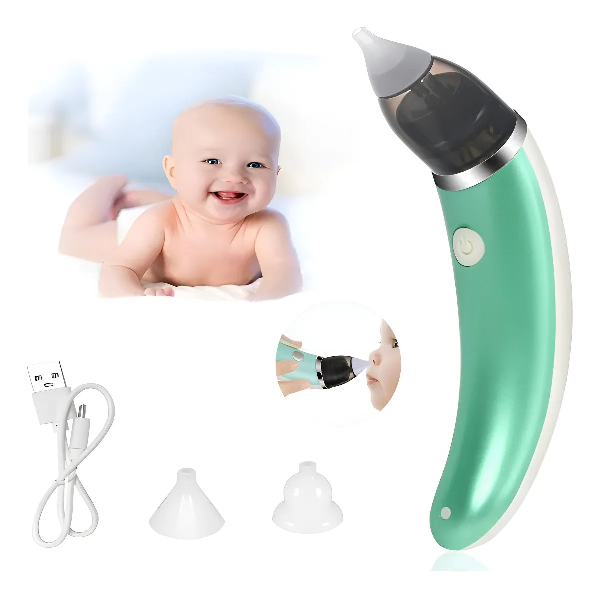 Aspirador Nasal Bebe Electrico Muto Saca Mocos Higiénicos .