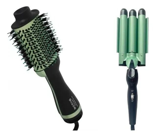 Combo Cepillo Secador Aguacate + Pinza Rizador Aguacate