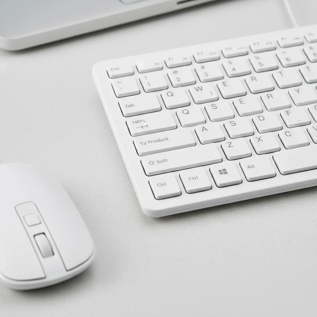 Combo Teclado Con Mouse Óptico Inalámbrico Receptor Gkm520 Blanco