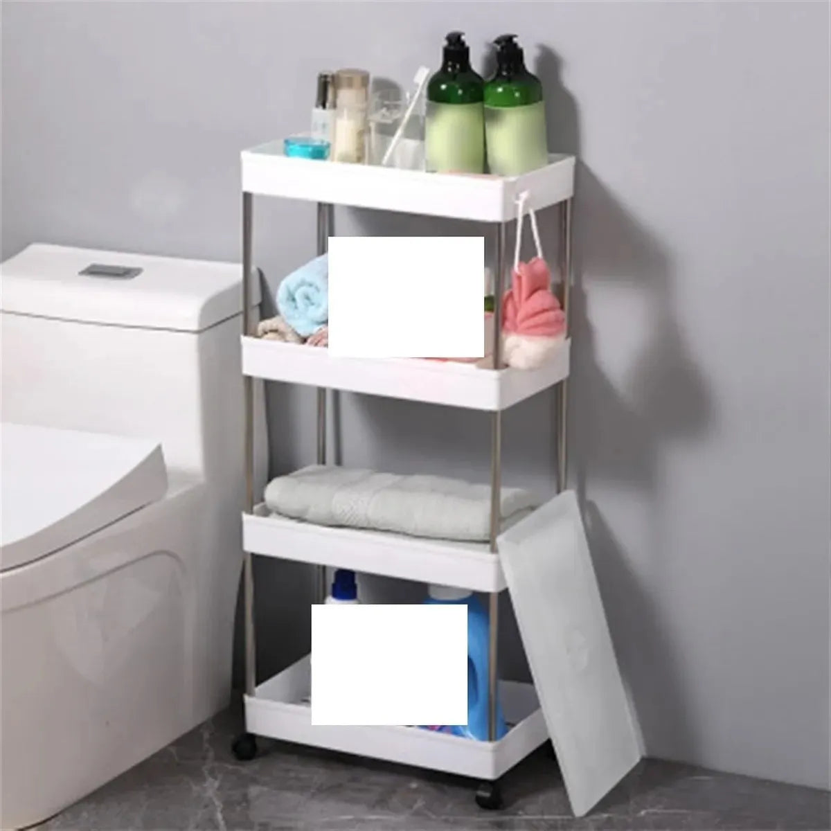 Carro 4 Niveles Organizador Almacenamiento Multiusos Estante Blanco