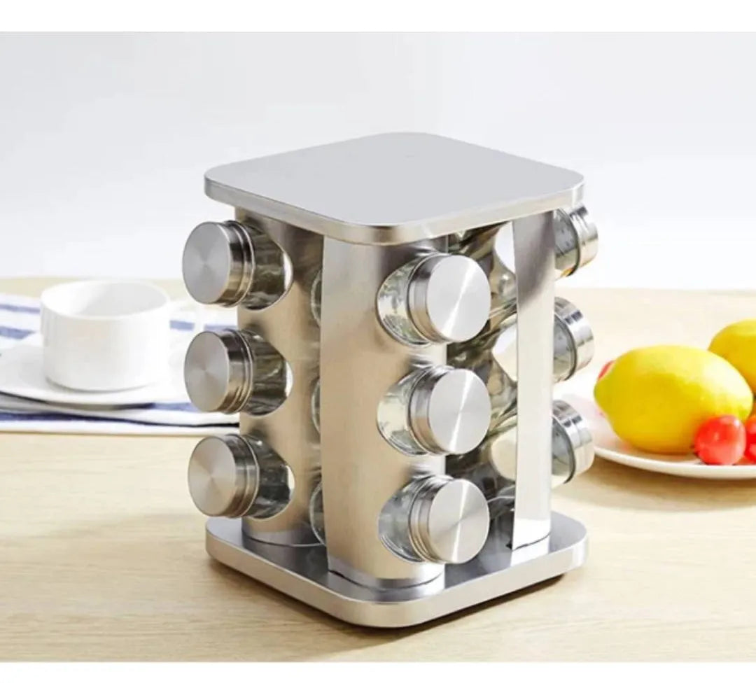 Especiero Giratorio De Acero Inoxidable Para 12 Condimentos