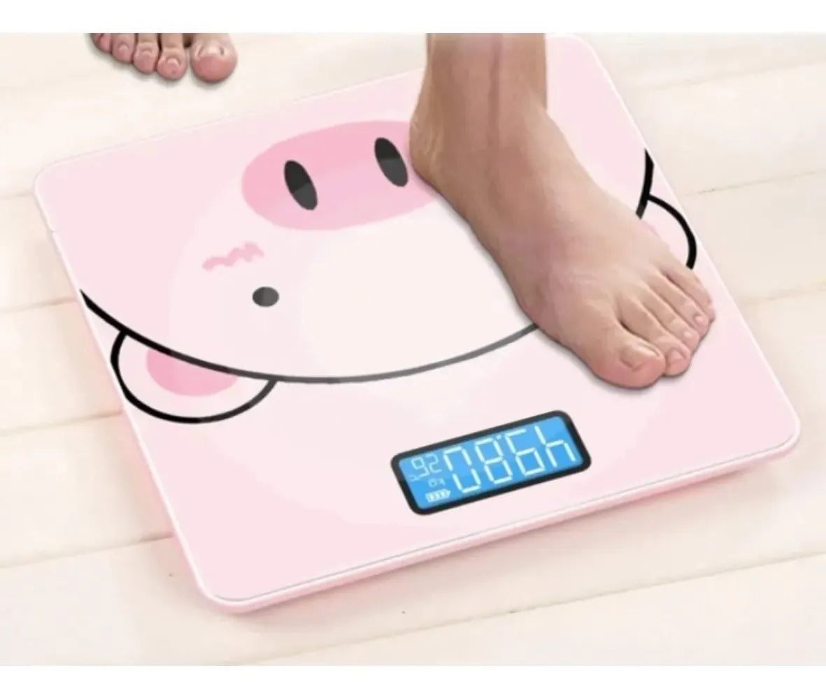 Bascula Digital Cerdito Recargable Peso Digital Para Hogar Color Negro