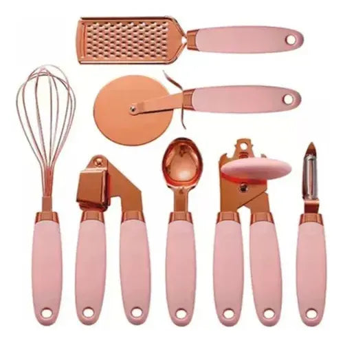 Set Utensilios Cocina x 7 Pzas Oro Rosa