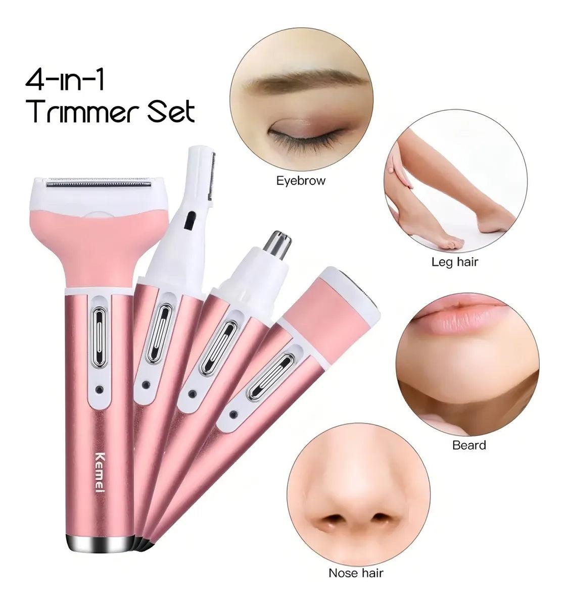 Depiladora Pro Gemei GM-3074 Recargable 4 Cabezales Mujeres Piernas