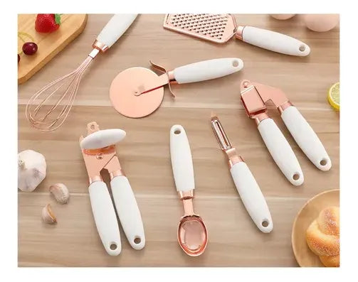Set Utensilios Cocina x 7 Pzas Oro Rosa