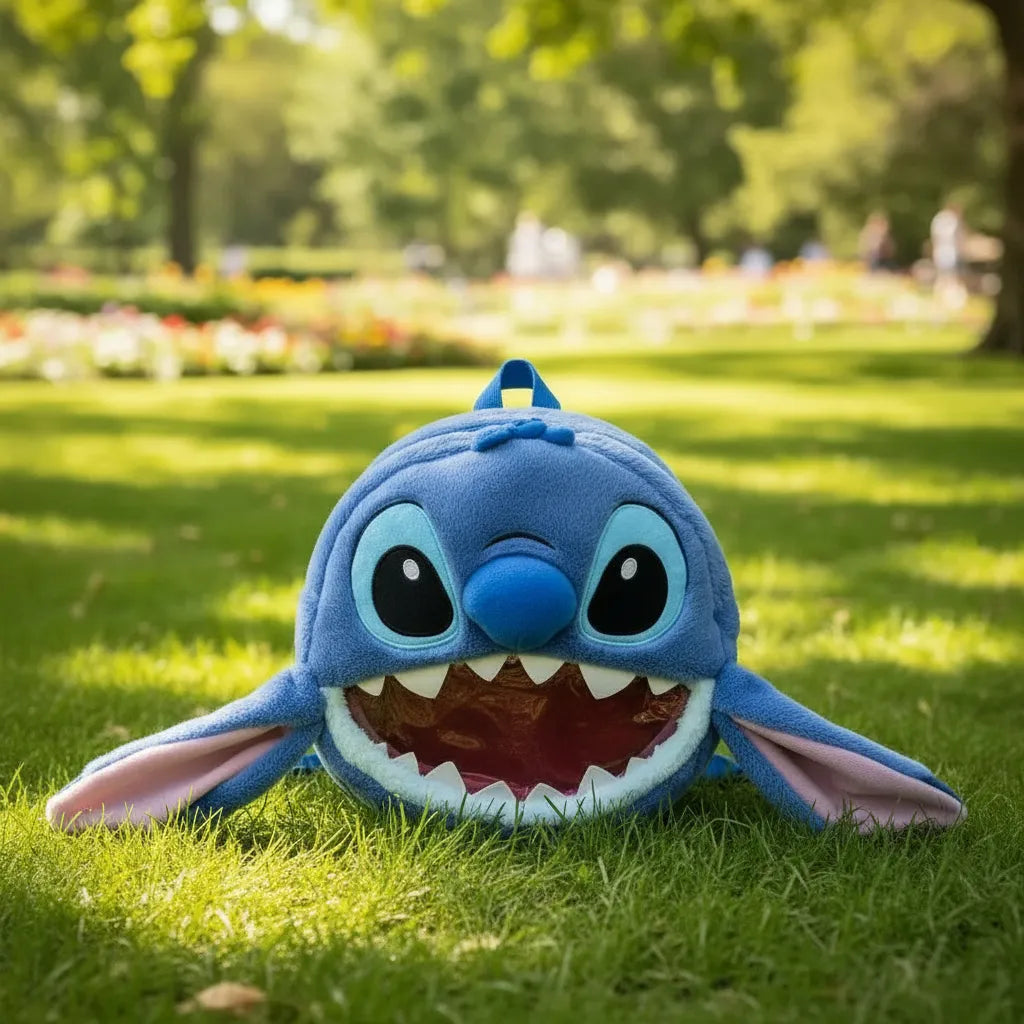 Bolso De Peluche Con Cara De Stitch Azul Acero