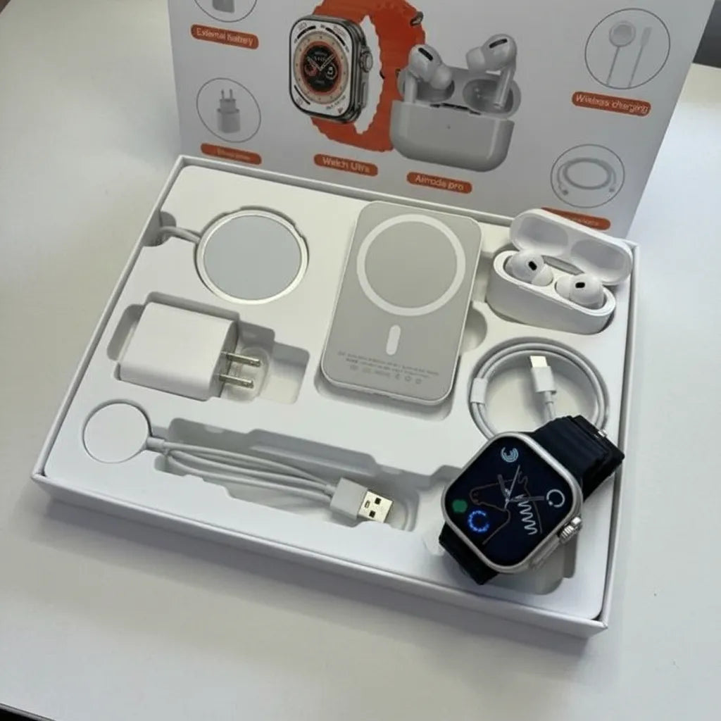 Reloj X8 Ultra Smartwatch Naranja + Audífonos + Power Bank
