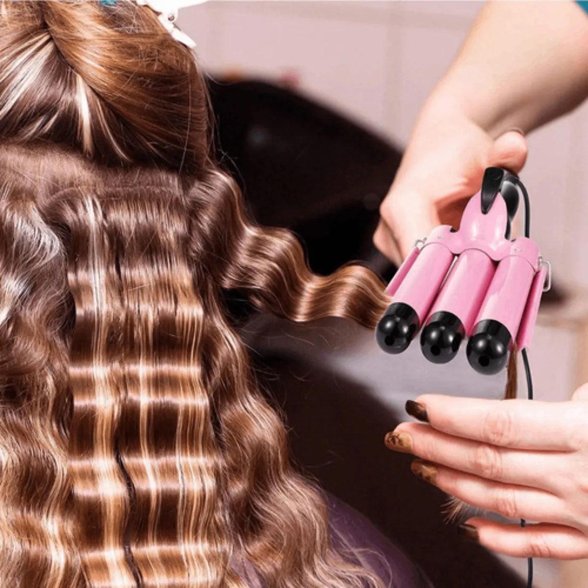 Pinza Onduladora Rizadora Para Cabello Bucle 3 Tubos Sirena
