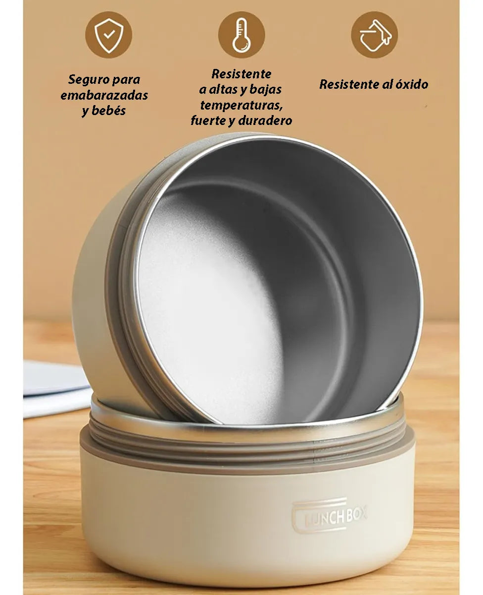Set Portacomidas Térmico X2 Acero Inoxidable Gran Capacidad Beige