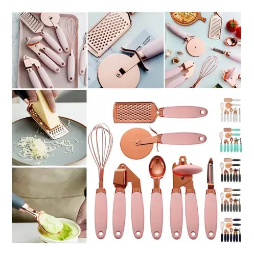 Set Utensilios Cocina x 7 Pzas Oro Rosa