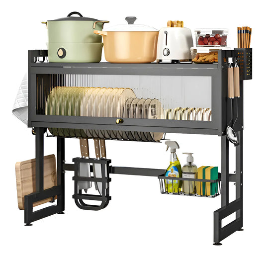 Escurridor Platos Cocina Con Gabinete Color Negro