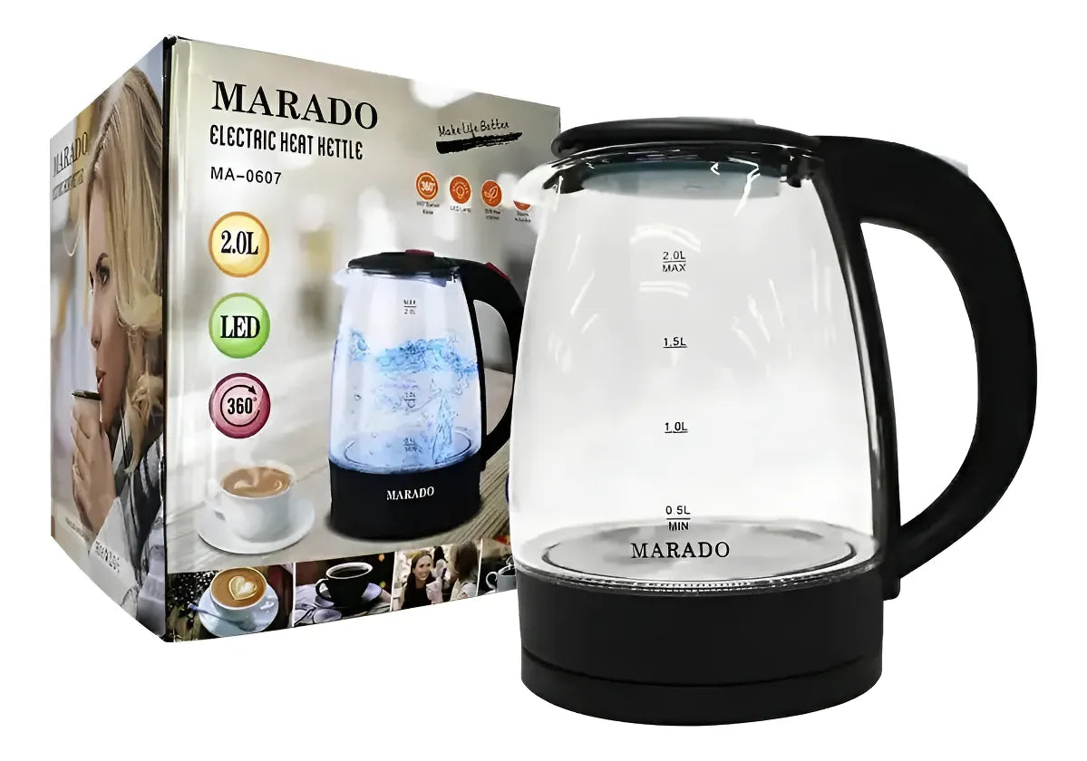 Jarra Eléctrica Marado Vidrio 2l Hervidor Tetera Agua 110v