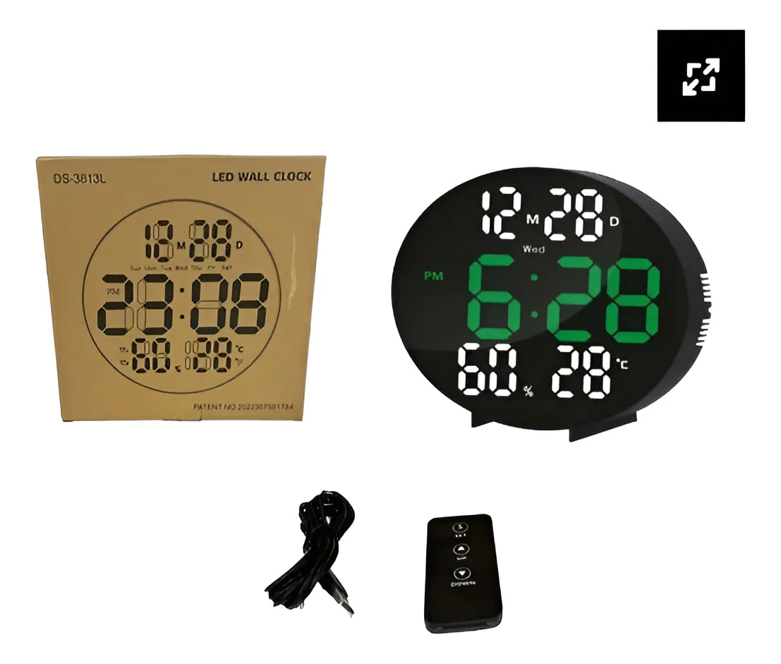 Reloj De Mesa Y Pared Digital Ref Ds-3813l Verde