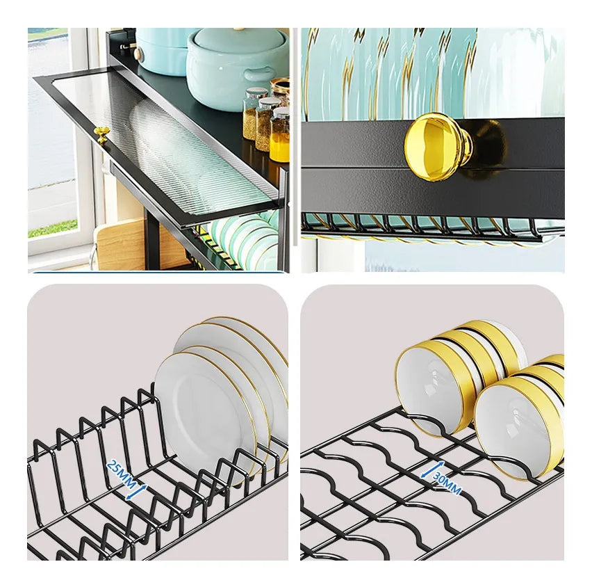 Escurridor Platos Cocina Con Gabinete Doble Zebbris Organizador Color Negro