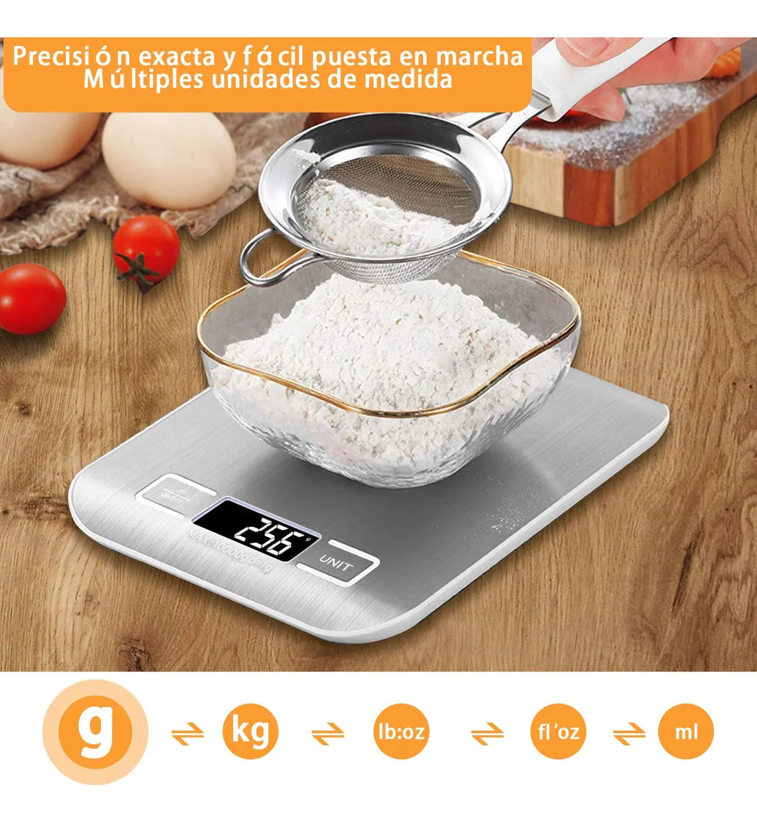 Balanza Digital De Cocina Recargable Usb 10 Kg