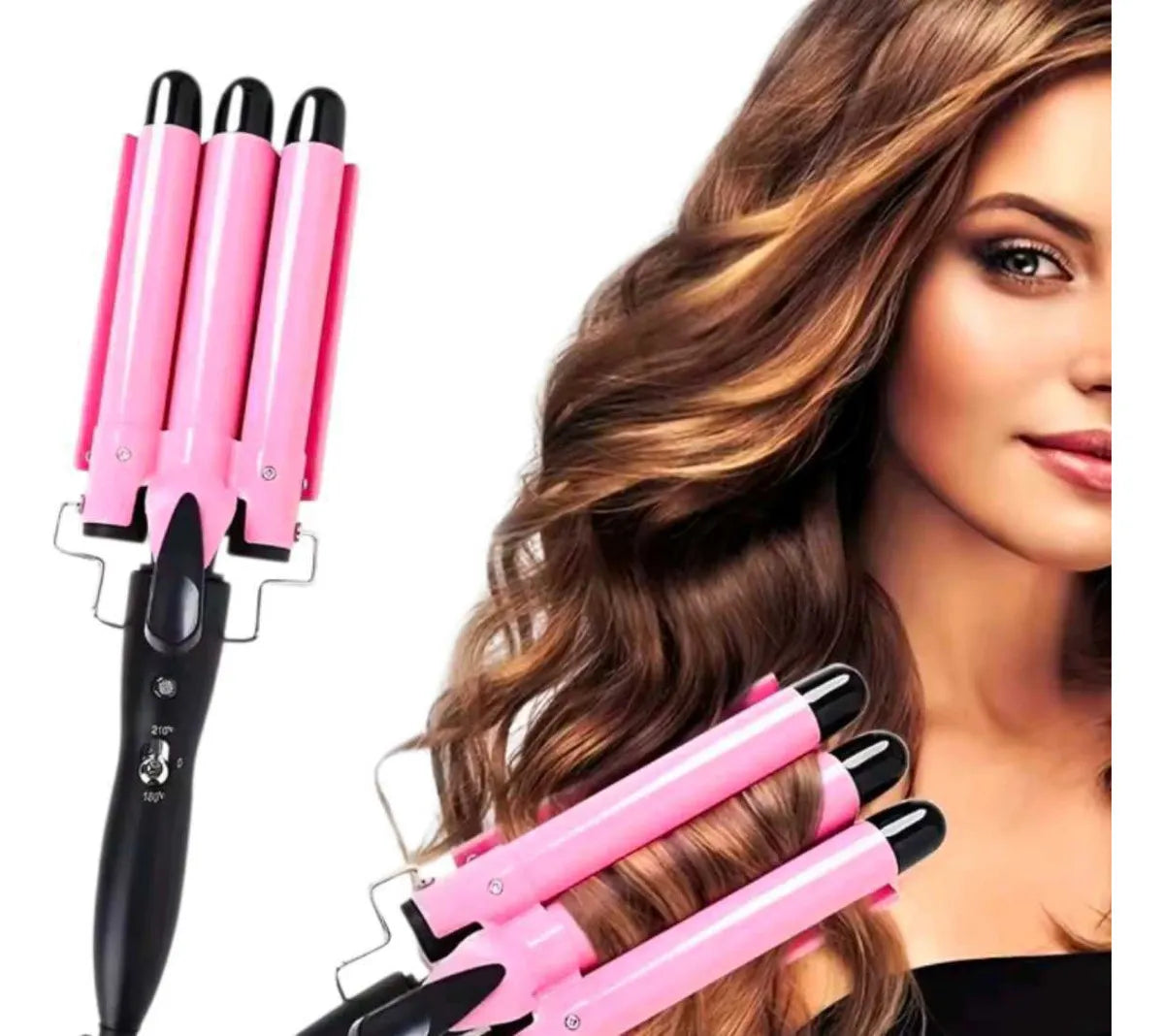Pinza Onduladora Rizadora Para Cabello Bucle 3 Tubos Sirena