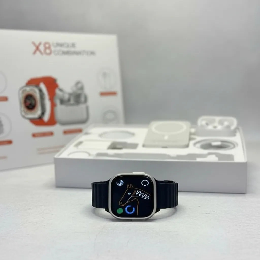 Reloj X8 Ultra Smartwatch Naranja + Audífonos + Power Bank