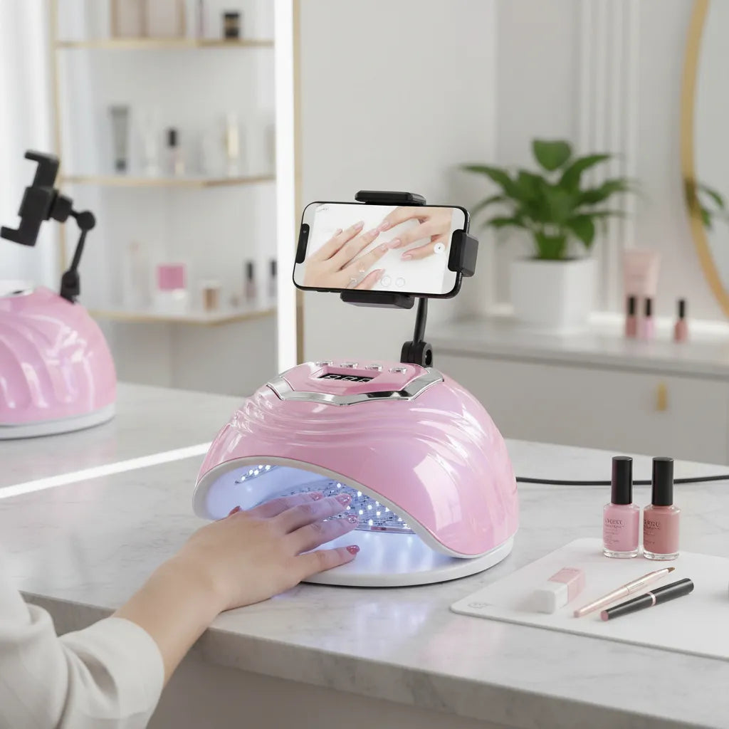 Lámpara Uv/led Para Uñas Con Soporte De Celular Rosa Rosado 224v