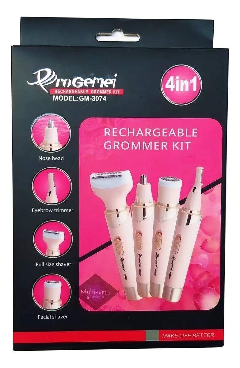 Depiladora Pro Gemei GM-3074 Recargable 4 Cabezales Mujeres Piernas