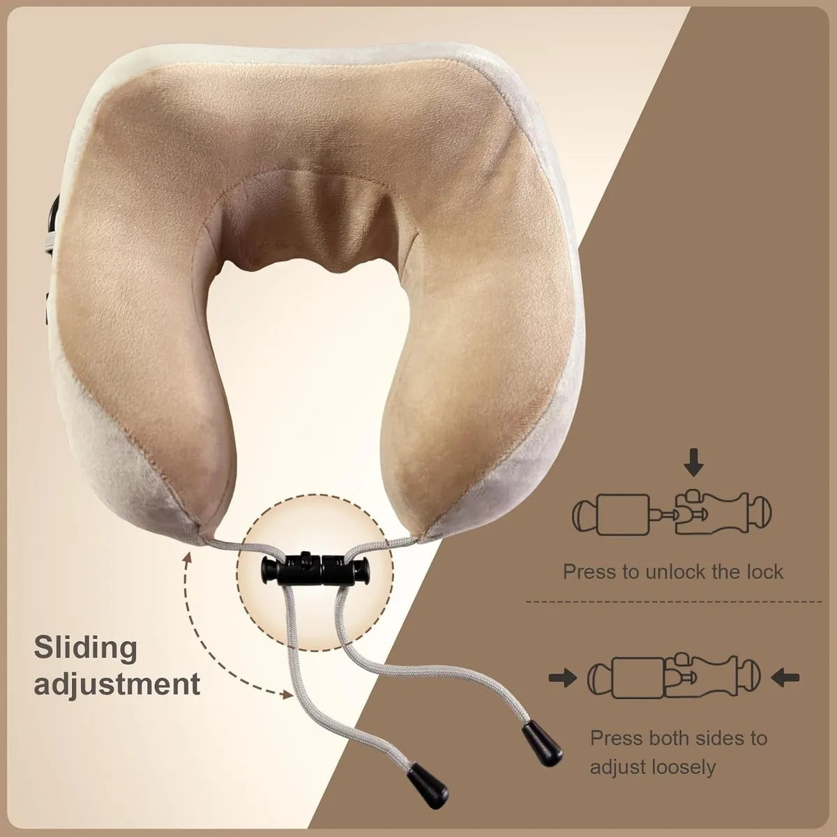 Masajeador Eléctrico Cuello Cojin Viajero Inalámbrico 1.2v Beige