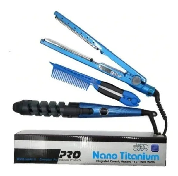 Plancha Nano Titanium En Combo- Plancha + Rizador Y Peine