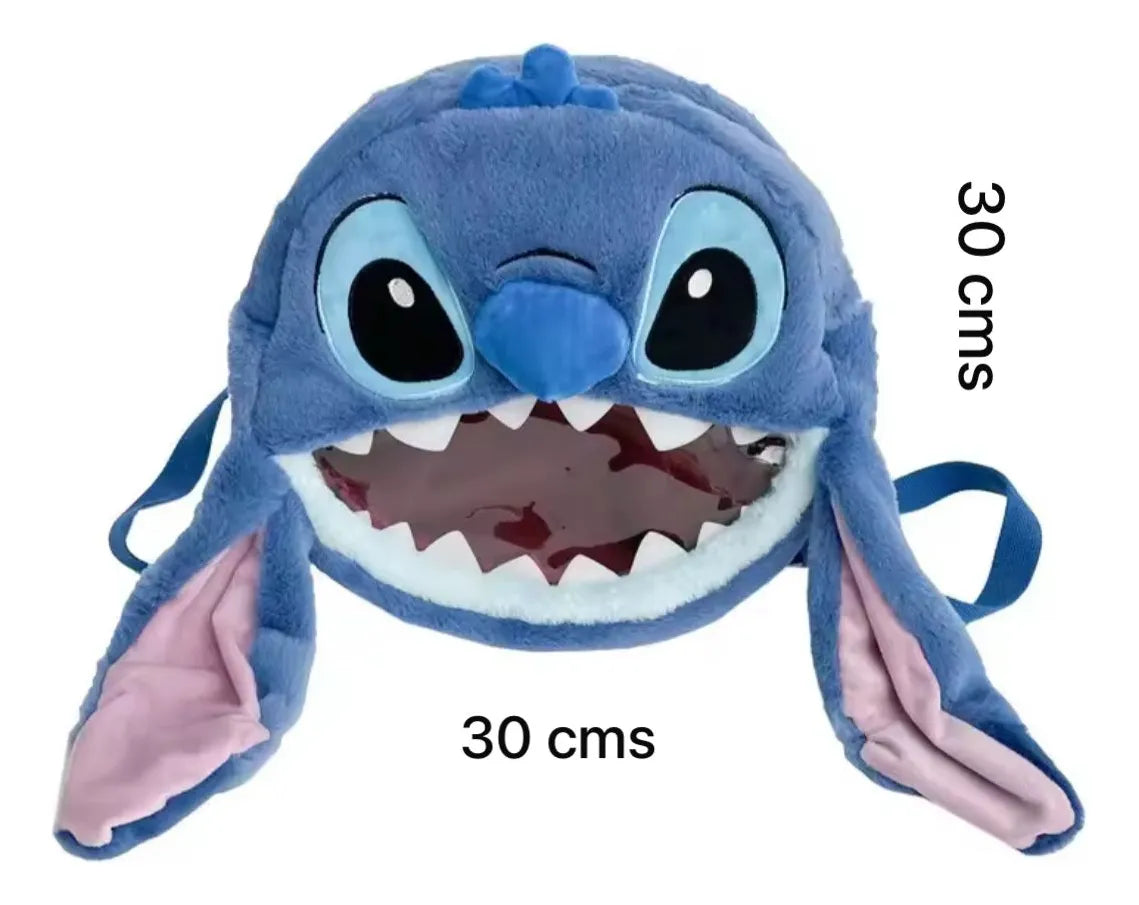 Bolso De Peluche Con Cara De Stitch Azul Acero