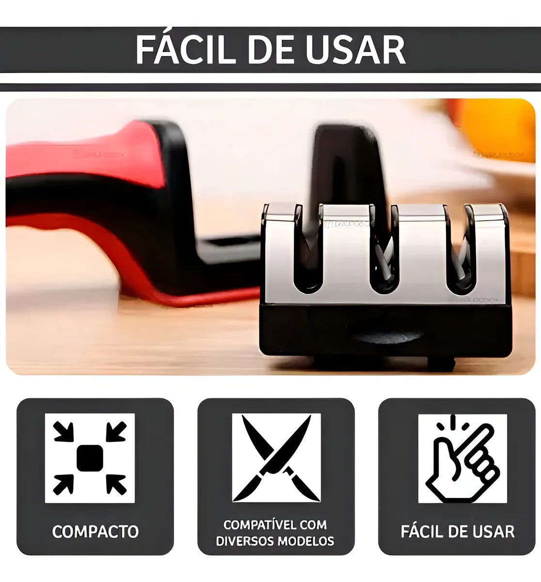 Afilador De Cuchillos Profesional, 3 Opciones De Afilado