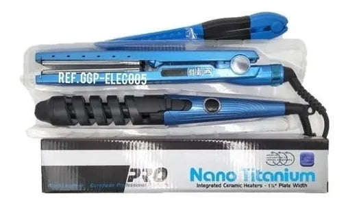 Plancha Nano Titanium En Combo- Plancha + Rizador Y Peine