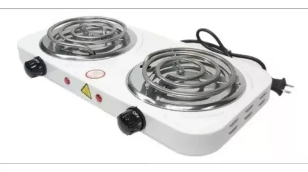 Estufa Eléctrica Hot Plate JX-200W 2 Quemadores 5 Niveles 2000W Blanca