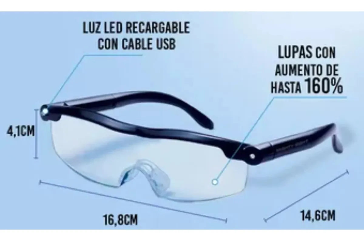 Lupa Tipo Gafas De Trabajo Con Luz Led