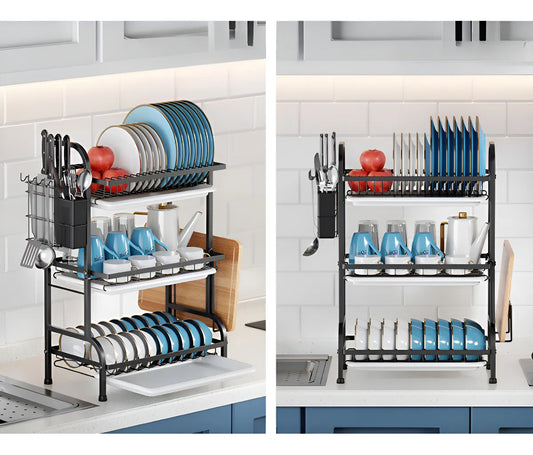 Escurridor Inoxidable Platero 3 Niveles Gran Capacidad Color Color Negro