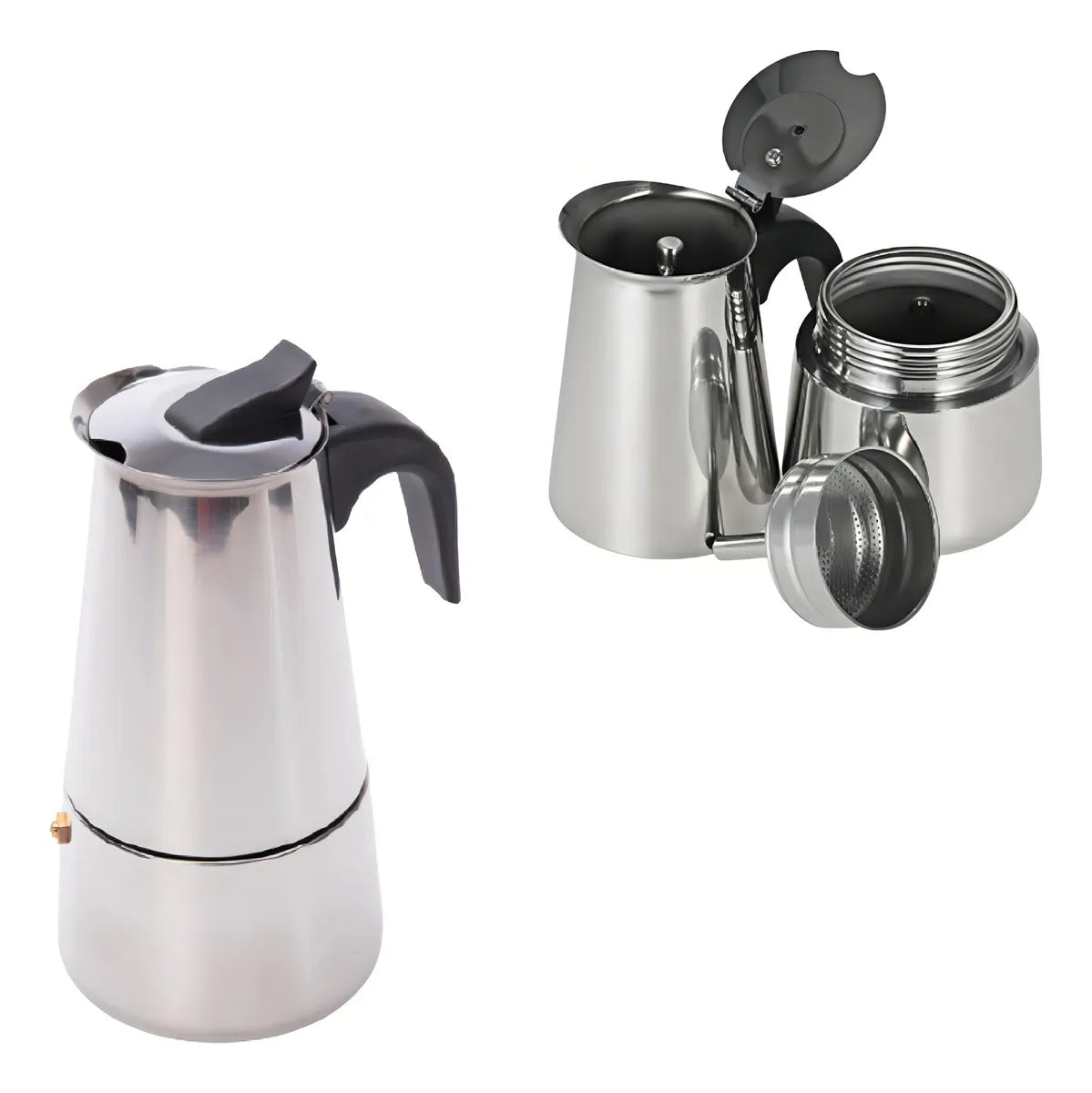 Cafetera Italiana Expresso Maker 9 Tazas Acero Inoxidable 450ml