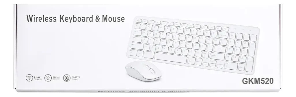 Combo Teclado Con Mouse Óptico Inalámbrico Receptor Gkm520 Blanco