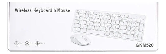 Combo Teclado Con Mouse Óptico Inalámbrico Receptor Gkm520 Blanco