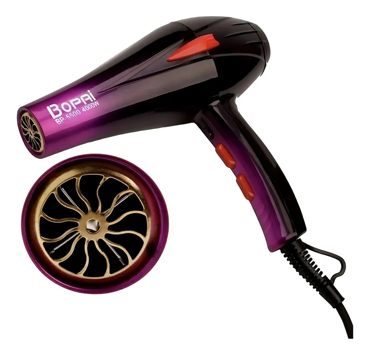 Secador De Pelo Bopai 4000w Bp5500 Más Difusores Color Negro Negro 110v