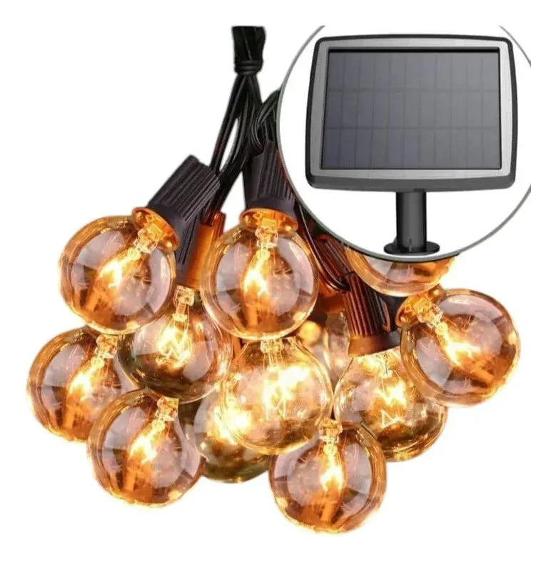 Extensión Luces Exteriores Solar 5 Mts 25 Bombillo Amarilla 1.2v