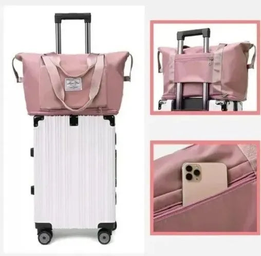 Bolso Dama Expandible Nylon Plegable Grande Viaje