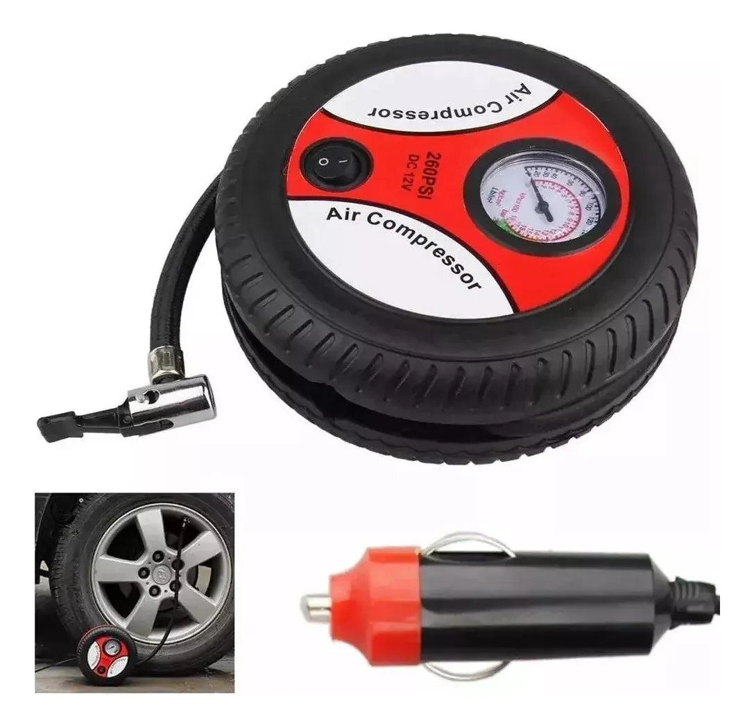 Compresor Rojo De Aire Portátil 12v 260 Psi Para Llantas Rojo 12v