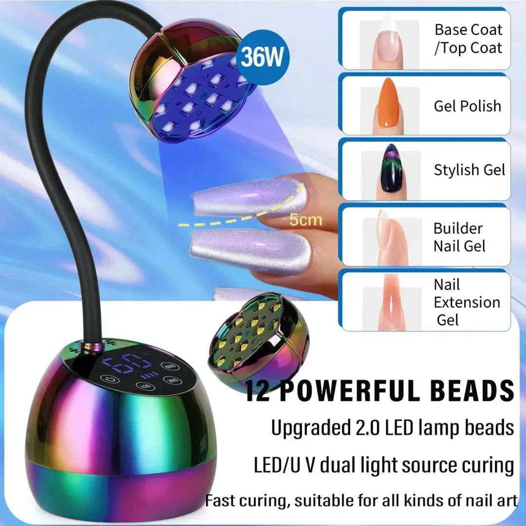 Mini Lampara Led Uv De Clip Uñas Press On Tornasol 110v