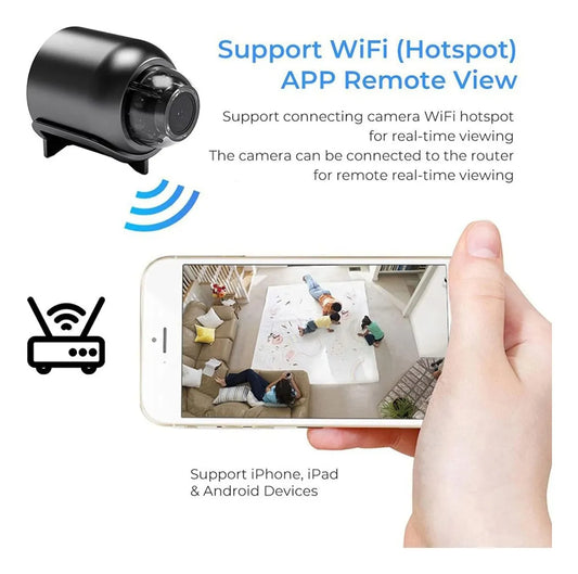 Mini Camara Espia Seguridad Wifi X5 Portatil Negro