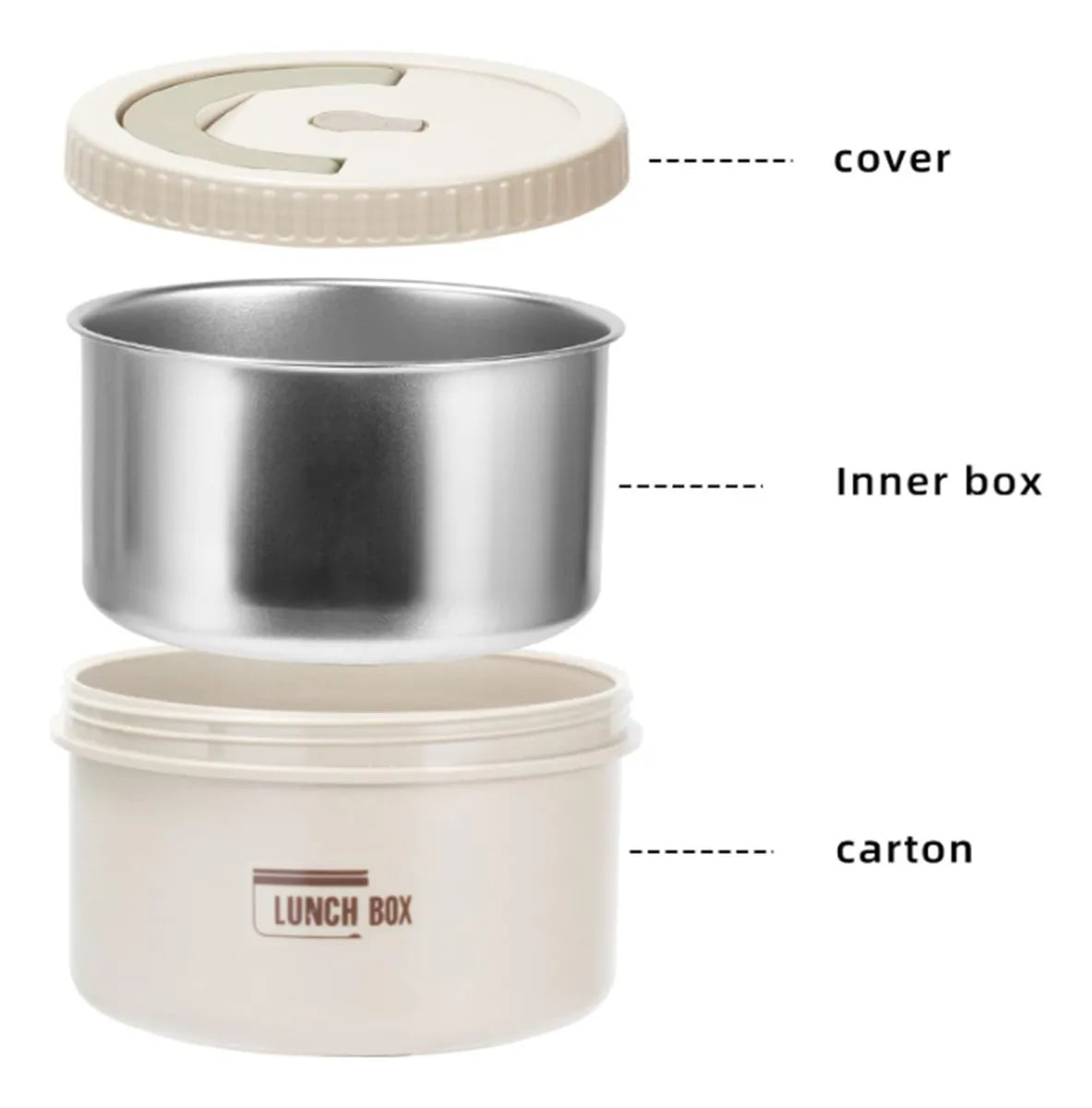 Lonchera Set X4 Porta Comidas Almuerzo Merienda Media Comida Beige Clásico