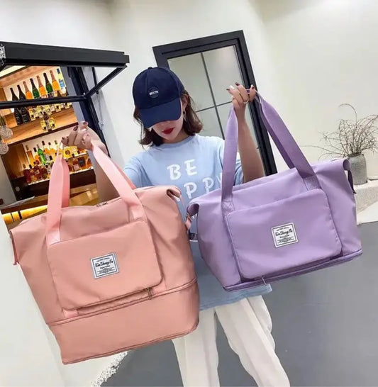 Bolso Dama Expandible Nylon Plegable Grande Viaje