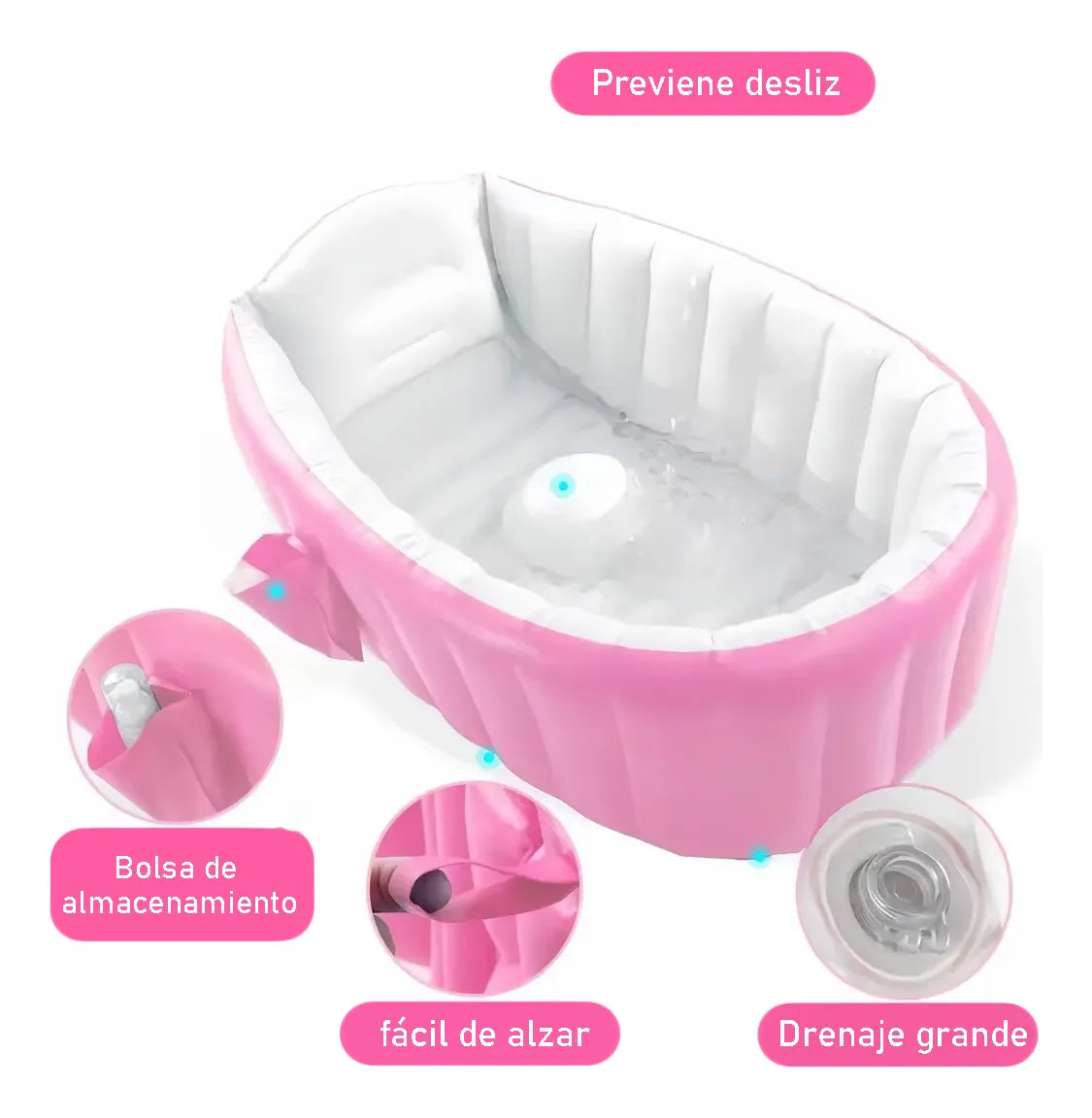 Bañera Tina Inflable Bebés Portátil Antideslizante Y Cómoda
