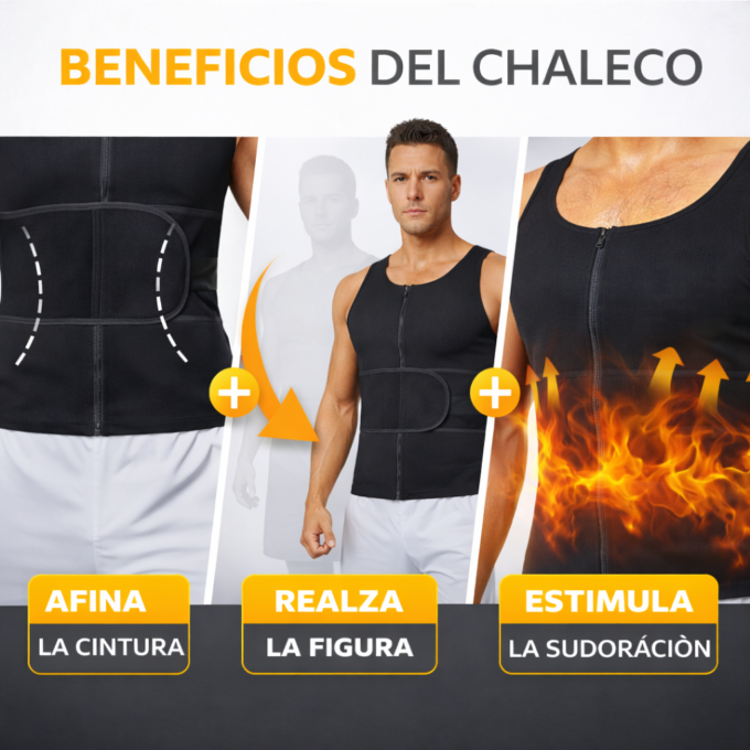 Chaleco Sauna Reductor Hombre Faja Térmica Moldeadora Abdomen Gym