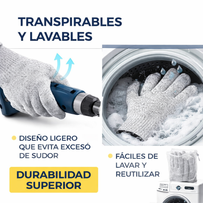 Par de Guantes Resistentes A Cortes Nivel 5 Seguridad Cocina Vidrio